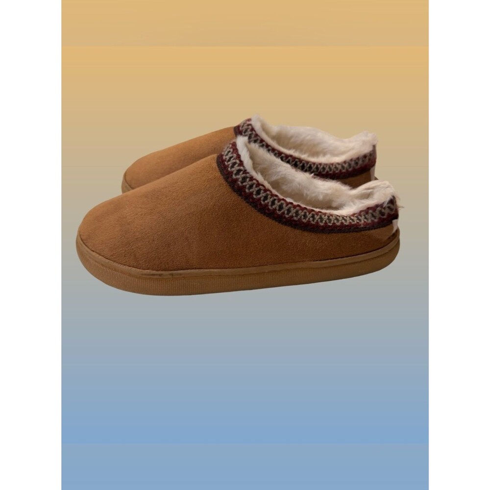 Kooba Faux Suede Slipper Women's M 6.5-7.5 Tan Fur Lined House Shoe Gift